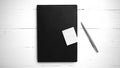 Brown notebook and pen black and white tone color style Royalty Free Stock Photo