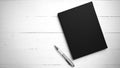 Brown notebook and pen black and white tone color style Royalty Free Stock Photo