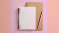 The brown notebook and pencil.. AI generated Royalty Free Stock Photo