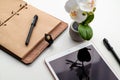 The brown notepad lies on the office table Royalty Free Stock Photo