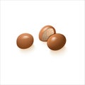 Brown nuts whole. hazelnut or Macadamia on white background. Top view