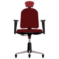 Brown office chair with headrest and handles vector illustration. Furniture with rolls and all equipment tor it. Object isolated