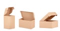 Brown open cardboard box mockup.