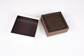 Brown open Gift Box with cower in grey background