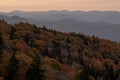 Brown and Orange Leaves on Trees Below the Blue Ridge Mountains Royalty Free Stock Photo