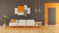 Brown and orange modern living room