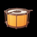 Brown And Orange Snare Drum 3D Icon Against Black