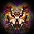 Brown owl on colorful abstracted Royalty Free Stock Photo