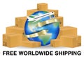 Brown package box with airplane shipping around the world Royalty Free Stock Photo