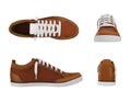 Brown pair of sport sneakers from four side