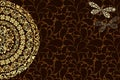 Brown paisley vintage vector background with mandala