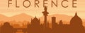 Brown panoramic city skyline poster of FLORENCE (FIRENZE), ITALY