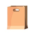 Brown paper bag icon, cartoon style