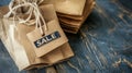 a brown paper bag with a sale tag on it Royalty Free Stock Photo