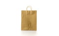Brown paper bag texture. Kraft recycle package with empty blank space for design mockup isolated on white background Royalty Free Stock Photo