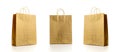 Brown paper bag texture. Kraft recycle package set with empty blank space for design mockup isolated on white background Royalty Free Stock Photo