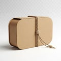 Brown paper box tied with string, isolated on white background Royalty Free Stock Photo