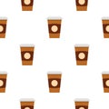 Brown paper coffee cup pattern seamless Royalty Free Stock Photo