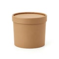 Brown paper container with lid isolated on white background Royalty Free Stock Photo