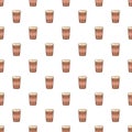 Brown paper cup of coffee pattern, cartoon style Royalty Free Stock Photo