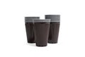 Brown paper cup for coffee, tea, chocolate and other hot drinks. Plastic party cup mockup. Disposable Cups set. Take out Royalty Free Stock Photo