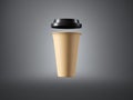 Brown paper cup with plastic top on the gray Royalty Free Stock Photo