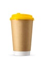 Brown paper disposable cup for coffee, tea, hot drinks to go. Take away beverages container isolated on white Royalty Free Stock Photo