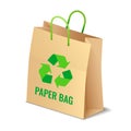 Brown paper eco bag with sign isolated