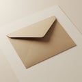 A brown paper envelope is centered on a white sheet of paper. The envelope\'s flap is Royalty Free Stock Photo