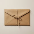 A brown paper envelope tied with a simple string bow lies flat on a surface. Royalty Free Stock Photo