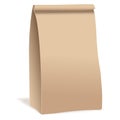 Brown paper food bag package. Realistic vector mockup template. Vector packaging design.