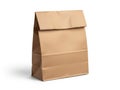Brown paper lunch bag isolated on white background Royalty Free Stock Photo
