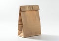 Brown paper lunch bag standing upright, isolated on white background Royalty Free Stock Photo