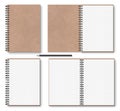 Brown paper notebook with black metal spiral on left and wooden pencil Royalty Free Stock Photo