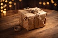 brown paper package tied up with string. ai generative Royalty Free Stock Photo