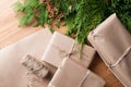 Brown paper packages wrapped up with string Royalty Free Stock Photo