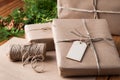 Brown paper packages wrapped up with string Royalty Free Stock Photo