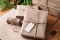 Brown paper packages wrapped up with string Royalty Free Stock Photo
