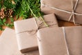 Brown paper packages wrapped up with string Royalty Free Stock Photo