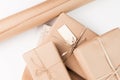 Brown paper packages wrapped up with string Royalty Free Stock Photo