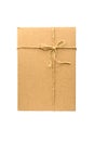 Brown paper parcel wrap delivery isolated on white Royalty Free Stock Photo