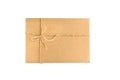 Brown paper parcel wrap delivery isolated on white Royalty Free Stock Photo