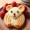 Cheese Rat Cookie On Brown Plate With Berries - Tachisme Style