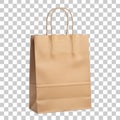Brown paper shopping bag isolated on transparent background Royalty Free Stock Photo