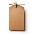 A brown paper tag mockup hanging from a string. Royalty Free Stock Photo