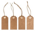 Brown paper tag string white background Royalty Free Stock Photo