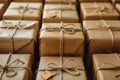 Brown paper wrapped packages with string Royalty Free Stock Photo