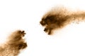 Brown particles splattered on white background. Royalty Free Stock Photo