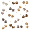 Brown paw print made of hearts background