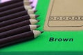 brown pencil crayon of row